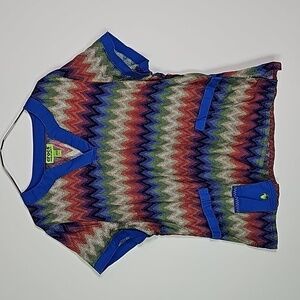Crocs large multicolored medical aparal short sleeve scrub shirt